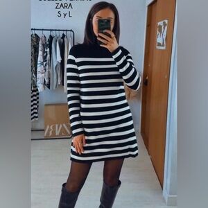ZARA BLOGGERS’ FAVORITE STRIPED MOCK NECK KNIT DRESS